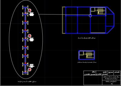 طراحی تاسیسات الکتریکی یک ساختمان 6 طبقه با Autocad (پلان همبندی اسکلت ساختمان)